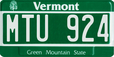 VT license plate MTU924