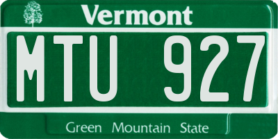 VT license plate MTU927