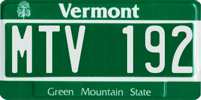 VT license plate MTV192