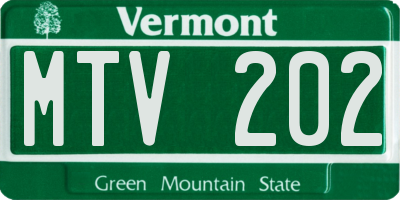 VT license plate MTV202