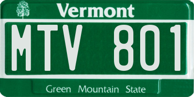 VT license plate MTV801