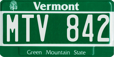 VT license plate MTV842