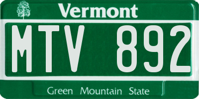 VT license plate MTV892