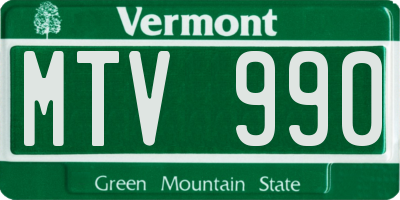 VT license plate MTV990