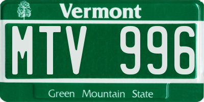 VT license plate MTV996