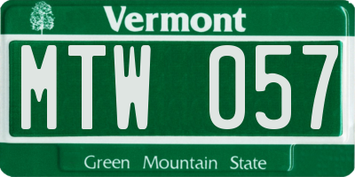 VT license plate MTW057