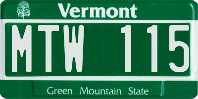 VT license plate MTW115