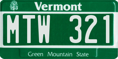 VT license plate MTW321