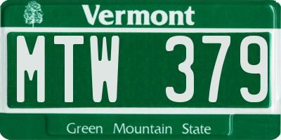 VT license plate MTW379