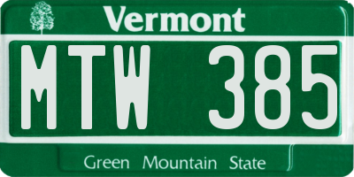 VT license plate MTW385
