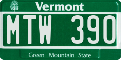 VT license plate MTW390