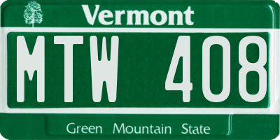 VT license plate MTW408