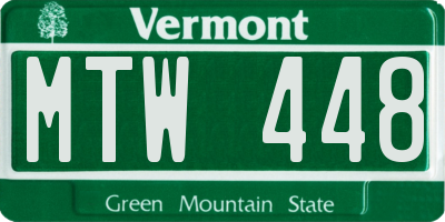 VT license plate MTW448