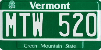 VT license plate MTW520
