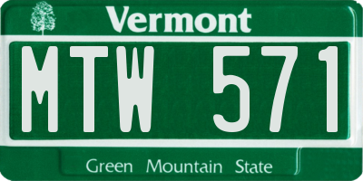 VT license plate MTW571