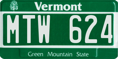 VT license plate MTW624
