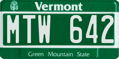 VT license plate MTW642