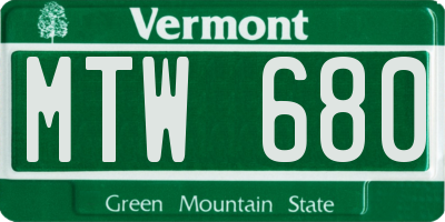 VT license plate MTW680