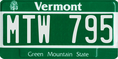 VT license plate MTW795