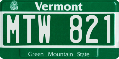 VT license plate MTW821