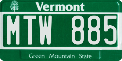 VT license plate MTW885