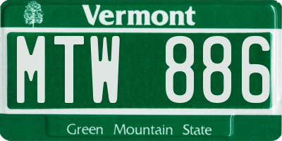VT license plate MTW886