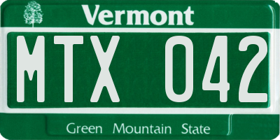 VT license plate MTX042