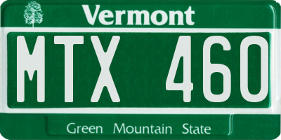 VT license plate MTX460