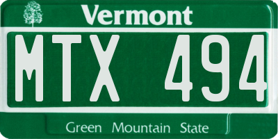 VT license plate MTX494