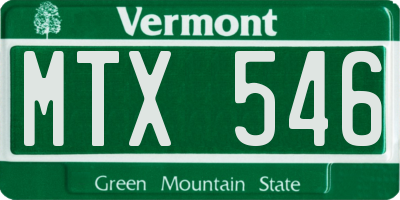VT license plate MTX546