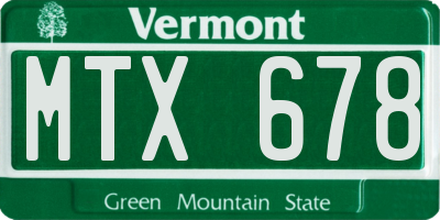 VT license plate MTX678