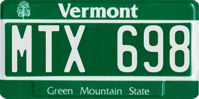 VT license plate MTX698