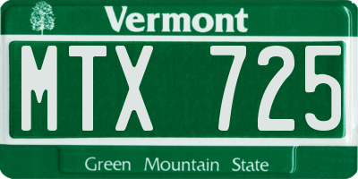 VT license plate MTX725