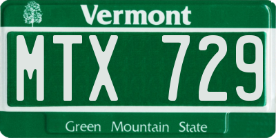 VT license plate MTX729