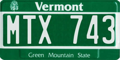 VT license plate MTX743