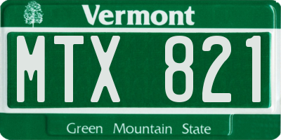 VT license plate MTX821