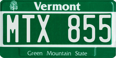 VT license plate MTX855