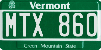 VT license plate MTX860