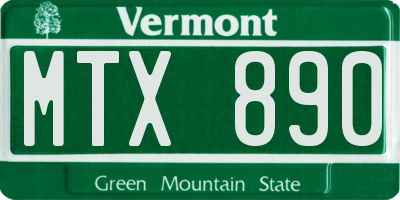 VT license plate MTX890