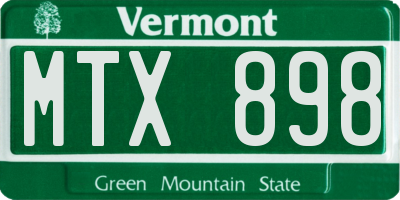 VT license plate MTX898
