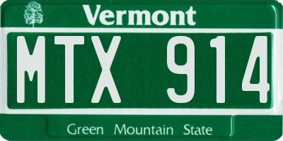 VT license plate MTX914