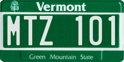 VT license plate MTZ101