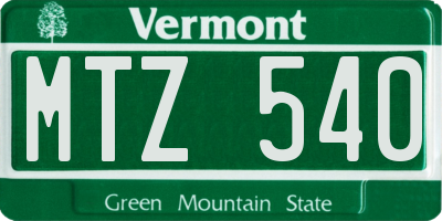 VT license plate MTZ540