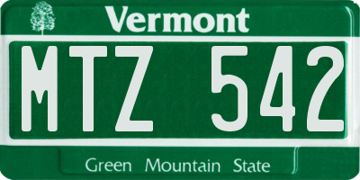 VT license plate MTZ542
