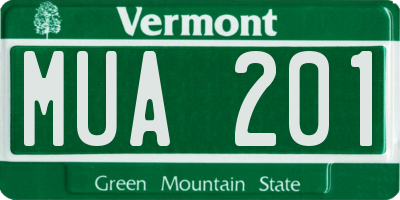 VT license plate MUA201