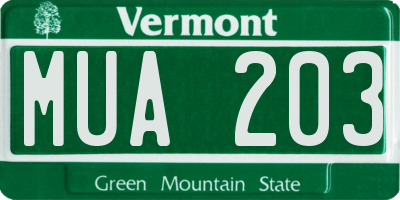 VT license plate MUA203