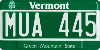 VT license plate MUA445