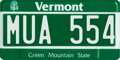 VT license plate MUA554