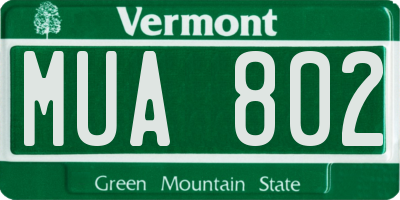 VT license plate MUA802