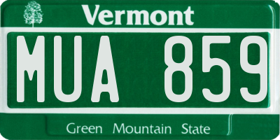 VT license plate MUA859